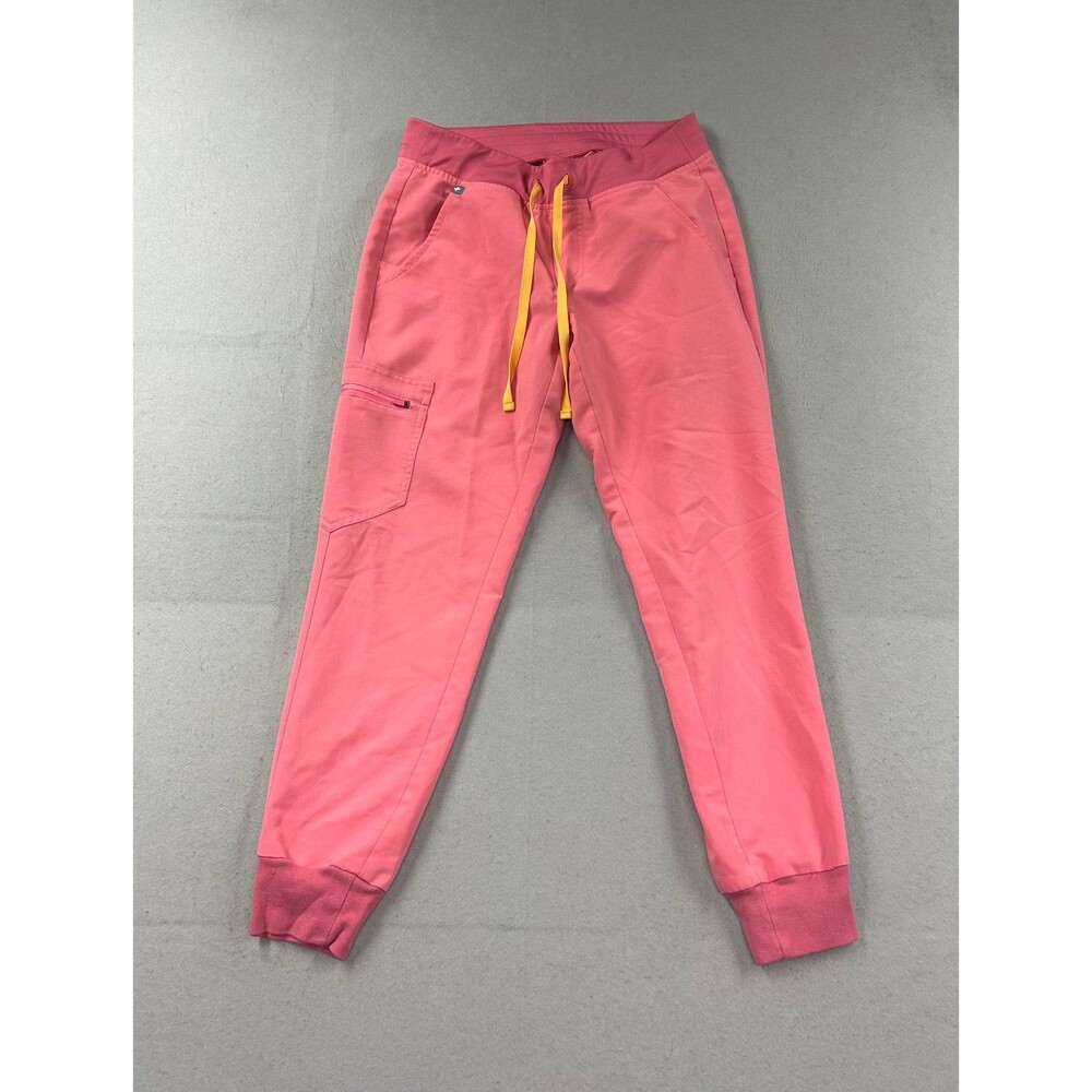 Figs Zamora Pink Jogger Scrub Pants Yellow Drawstring Small